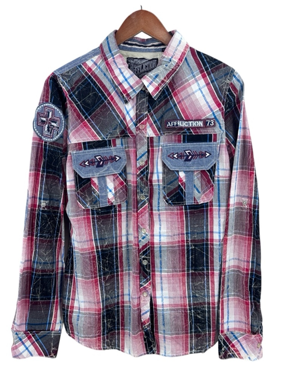 AFFLICTION Shirt Pearl Snap Button Up Plaid